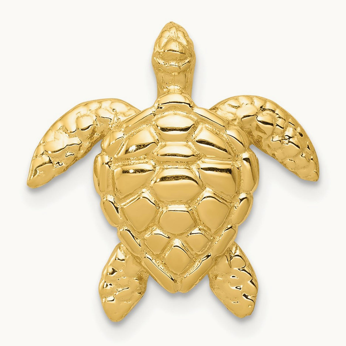 Polished Large Sea Turtle Chain Slide, 14K