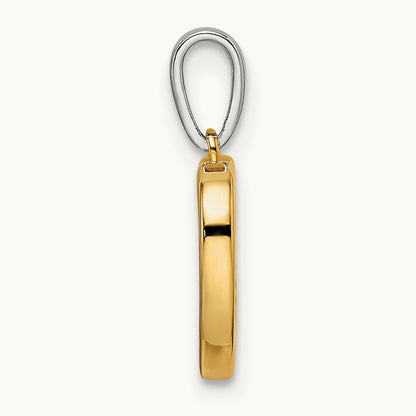 Heart Dangle Diamond Pendant, 14K Two-tone