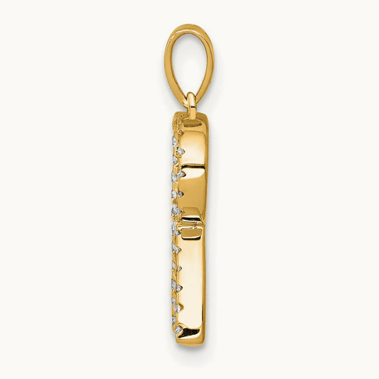 Diamond Letter R Initial Pendant, 14K