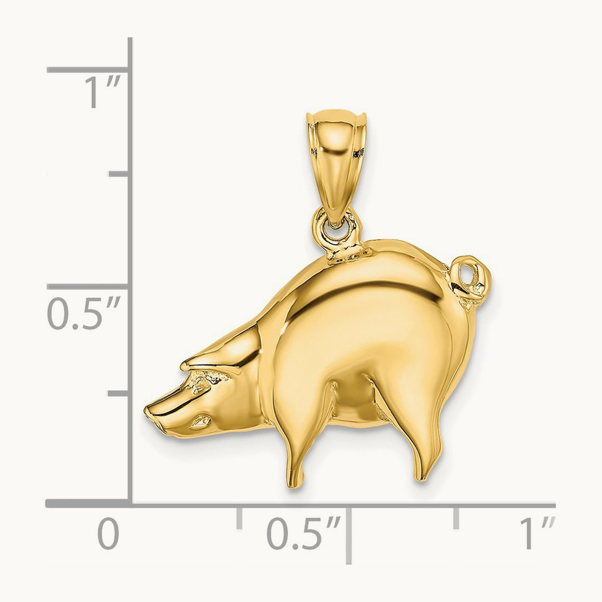 Polished Pig Charm, 14K