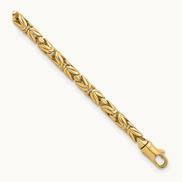 Polished Rounded Byzantine Link 7.5in Bracelet, 14K