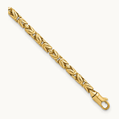 Polished Rounded Byzantine Link 7.5in Bracelet, 14K