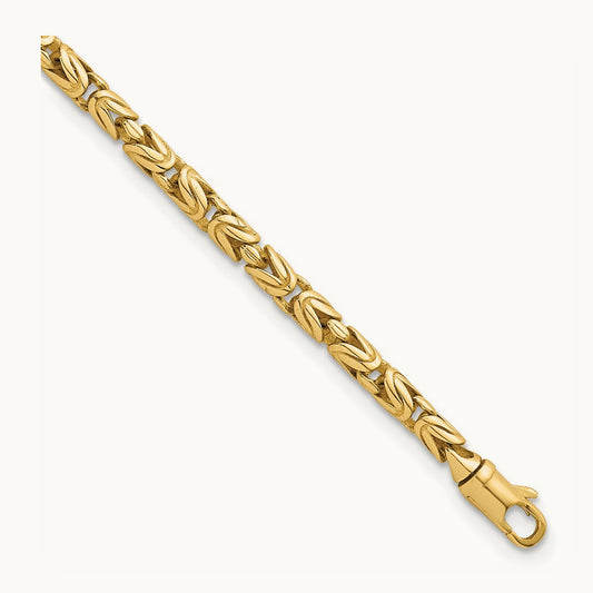 Polished Rounded Byzantine Link 7.5in Bracelet, 14K