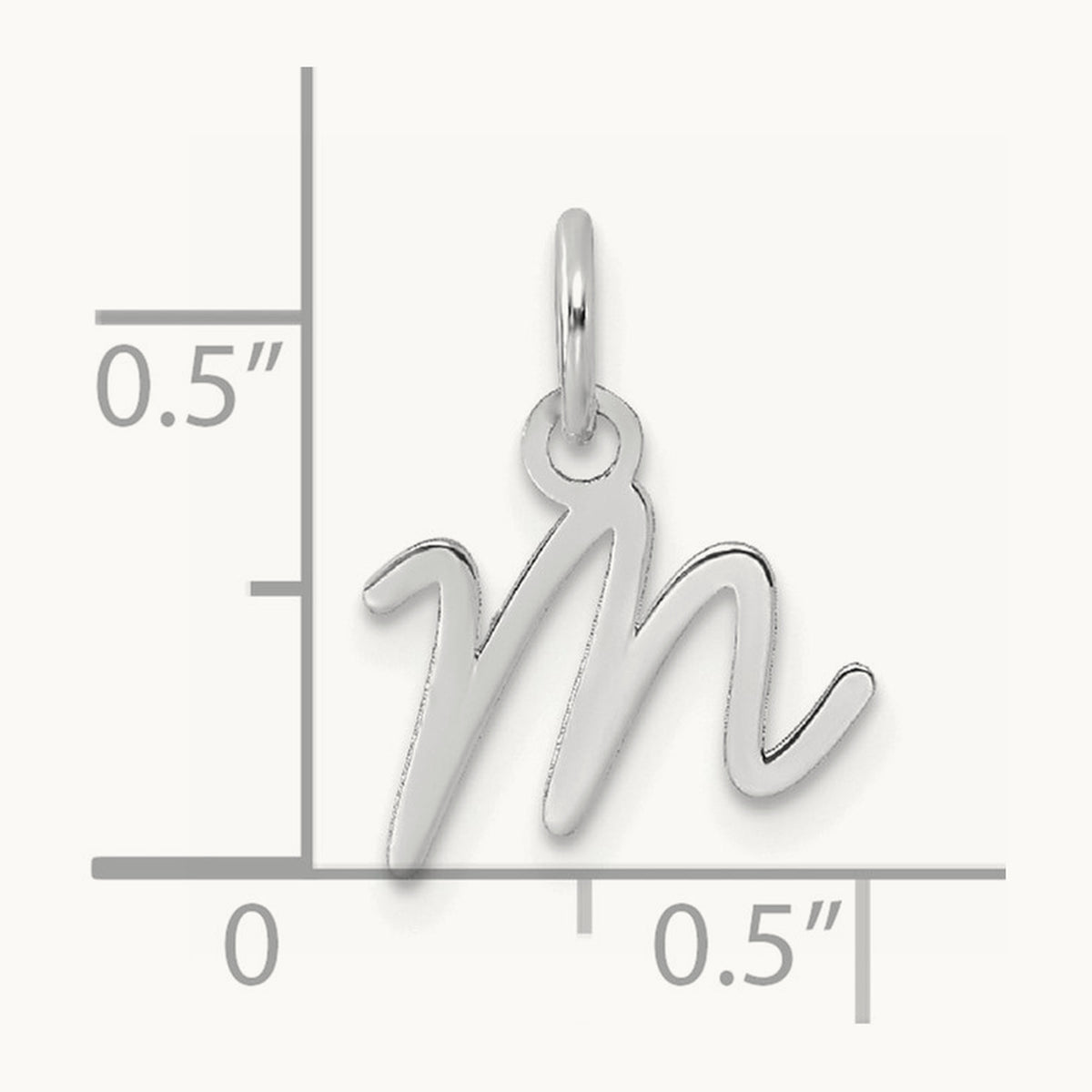 Uppercase Initial Charm — 14K White Gold, M
