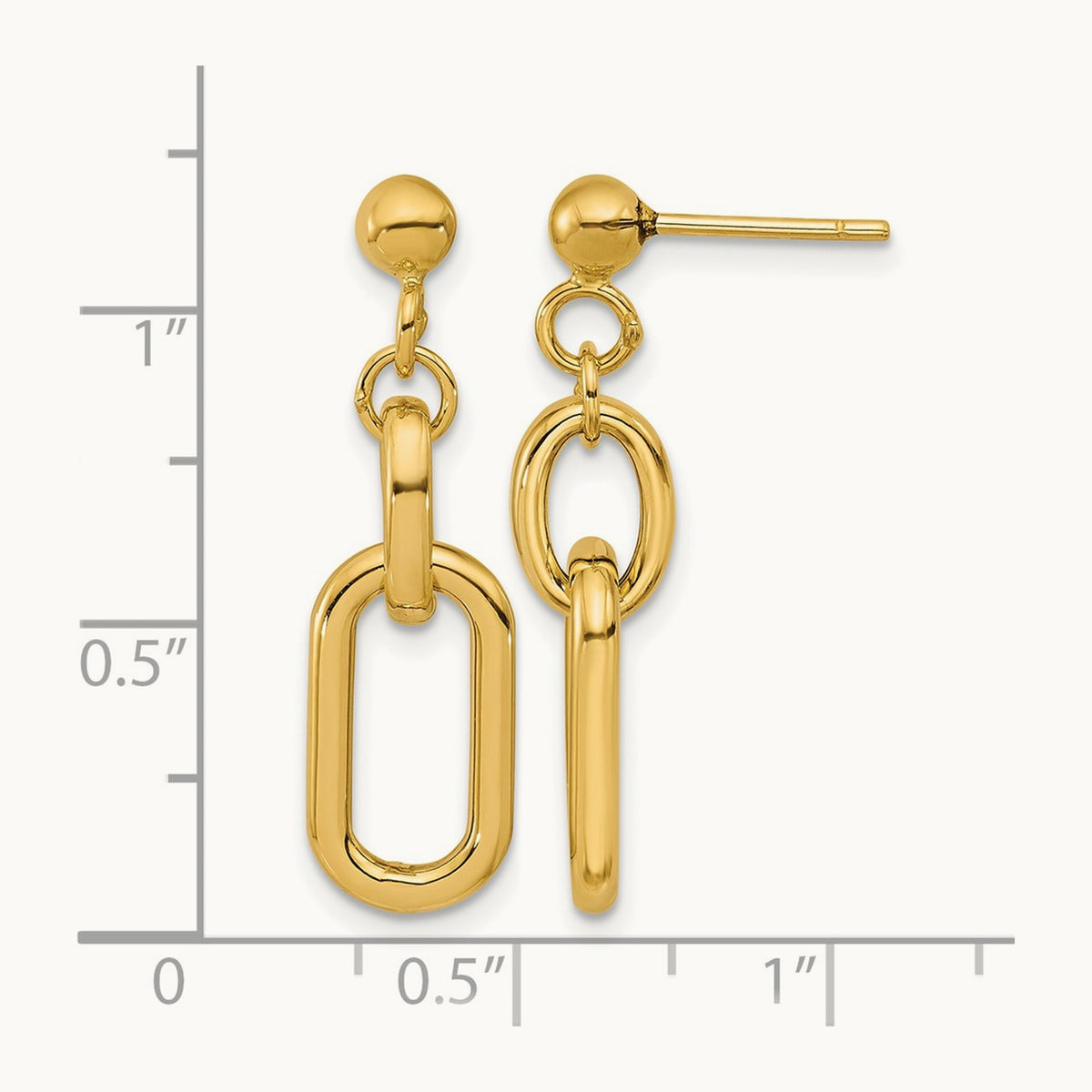 Polished Fancy Link Post Dangle Earrings, 14K — Leslie's