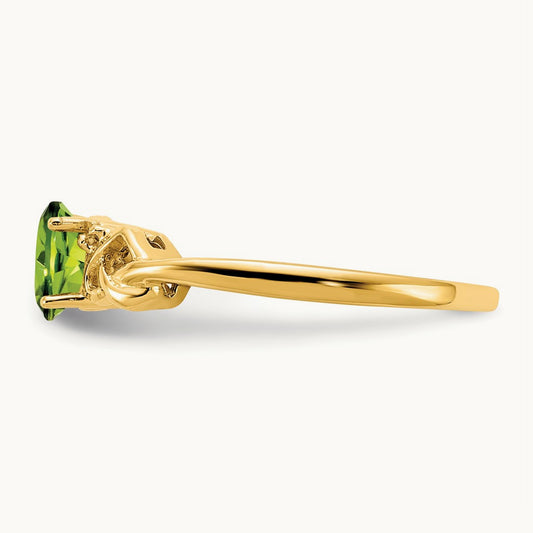Peridot & AA Diamond Ring, 14K