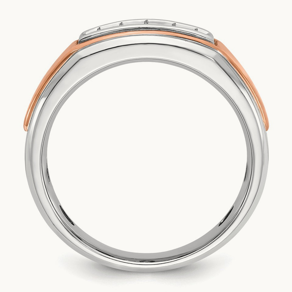 & Rose Gold IBGoodman Men's Polished 5-Stone Diamond Ring, 14K White