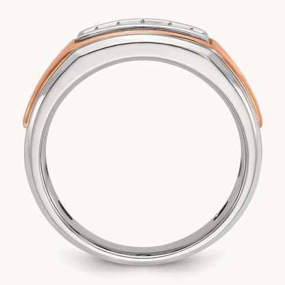 & Rose Gold IBGoodman Men's Polished 5-Stone Diamond Ring, 14K White