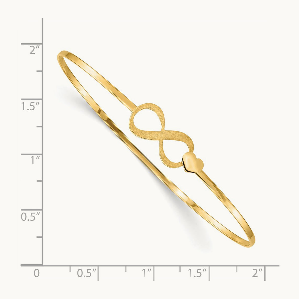 Brushed and Polished Infinity Heart Flexible Bangle, 14K