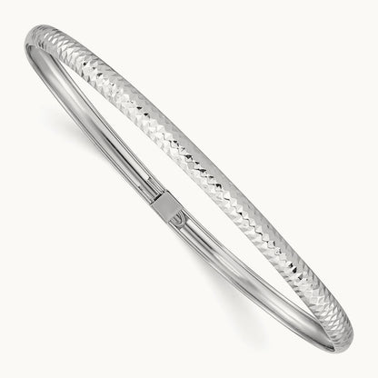 Textured Flexible Bangle — 14K White Gold