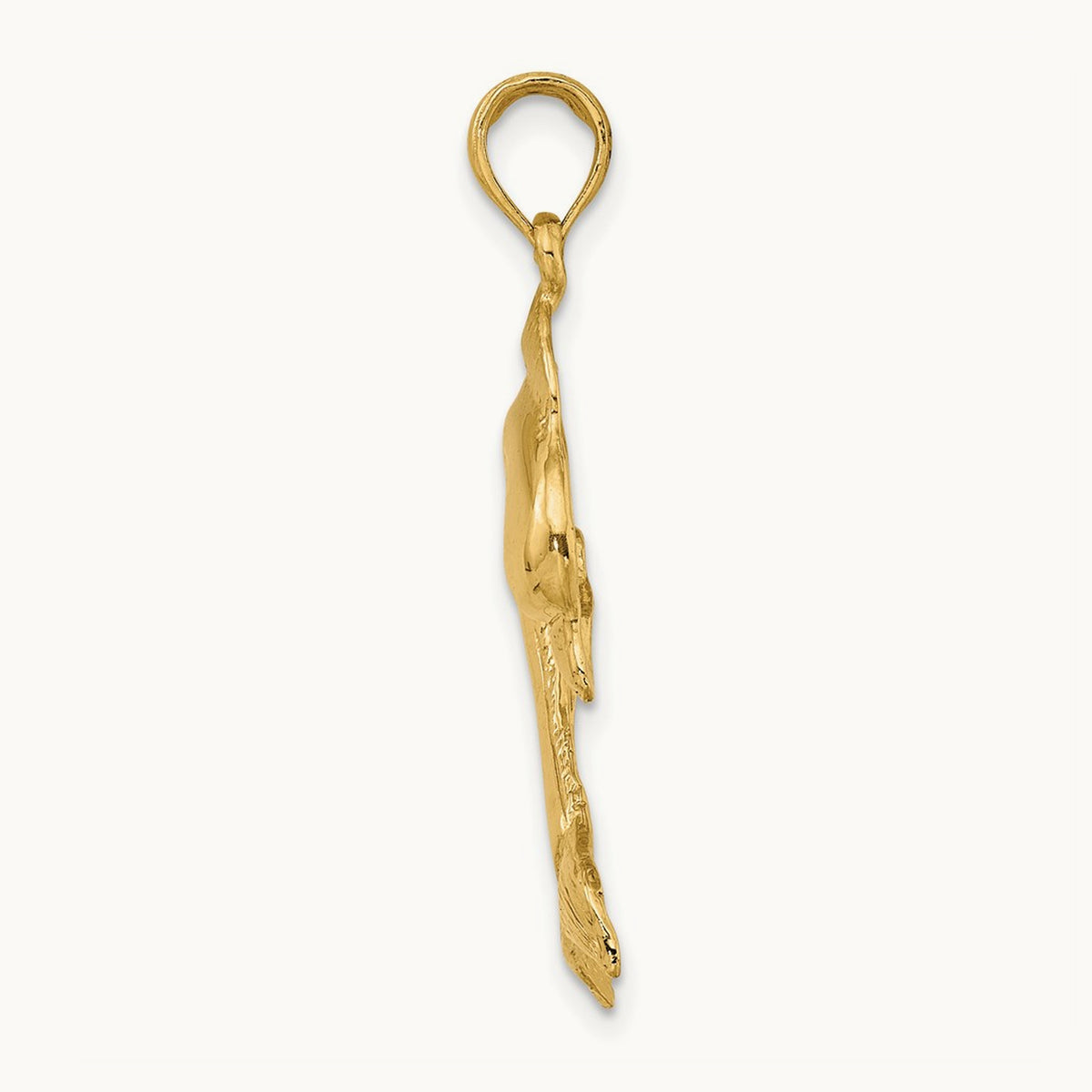 2-D Polished Dolphin Jumping Charm, 14K