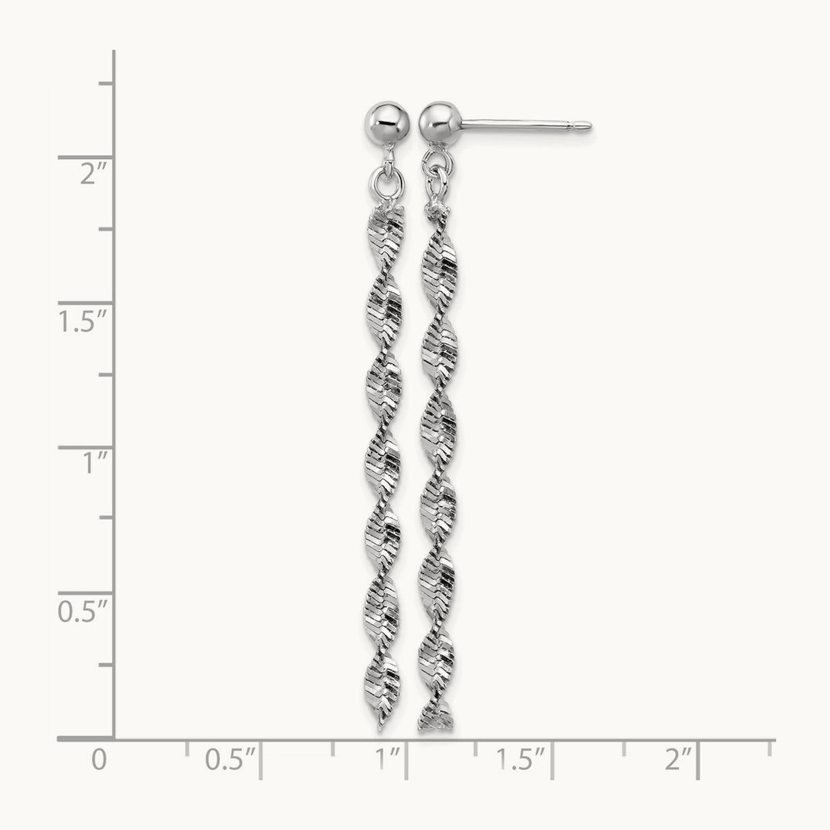 RH-plat Polish/Dia.-cut Dangle Post Earrings, Sterling Silver — Leslie's