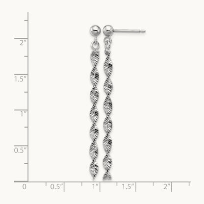 RH-plat Polish/Dia.-cut Dangle Post Earrings, Sterling Silver — Leslie's