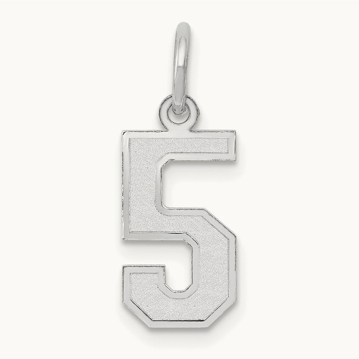 Small Satin Number 5 Charm — 14K White Gold