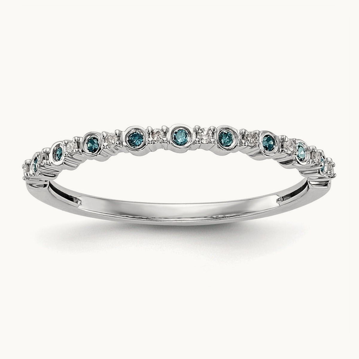 Blue and White Diamond Band, 14K White Gold
