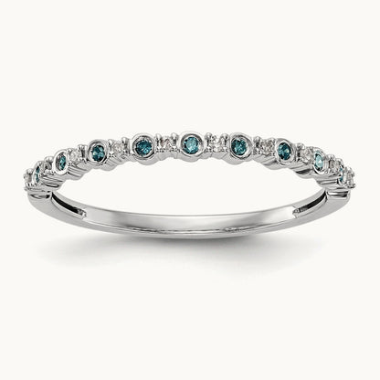 Blue and White Diamond Band, 14K White Gold