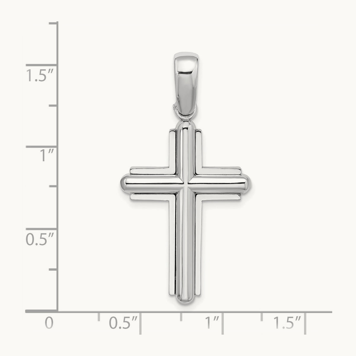 Beveled Cross Charm — 14K White Gold, 38.3mm