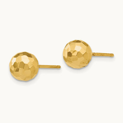 Polished and Diamond Cut Ball Post Earrings — 7mm