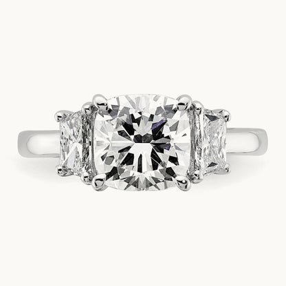Cushion & 1/2 Moon Engagement Ring, 1.25-3.75 ct tw Lab-Grown Diamond — 3 1/8 ct, 14K White Gold