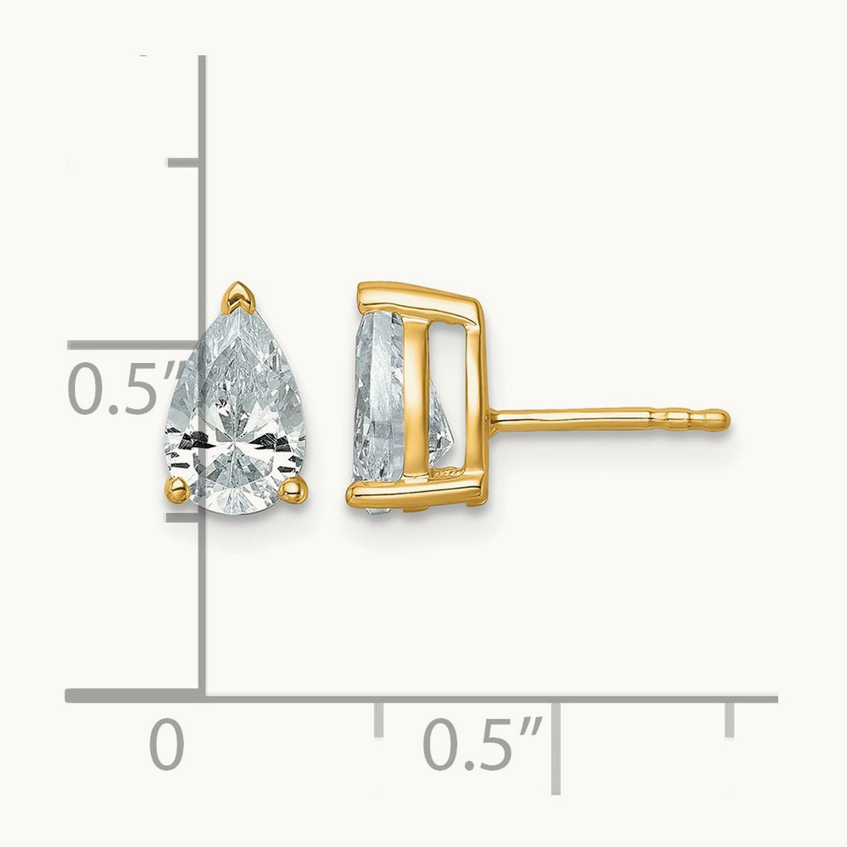Pear 3 Prong Stud Earrings, 0.50-6.00 ct tw Lab-Grown Diamond — 2 ct, 14K Yellow Gold