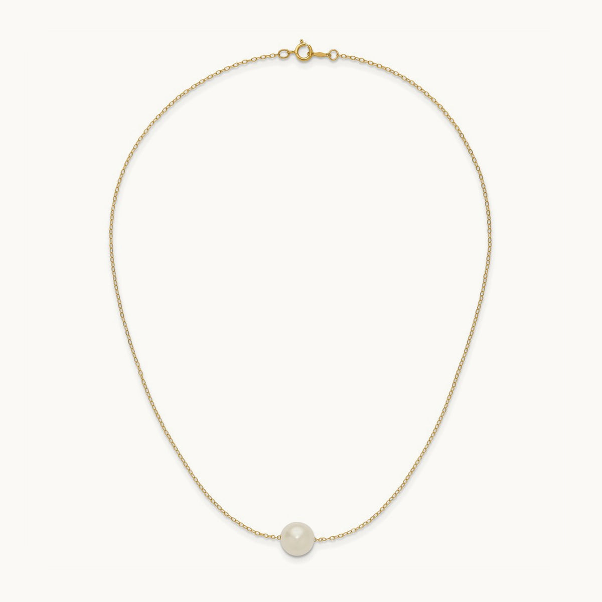 10- White Semi-Round Freshwater Cultured Pearl 17 in Cable Necklace, 11mm, 14K