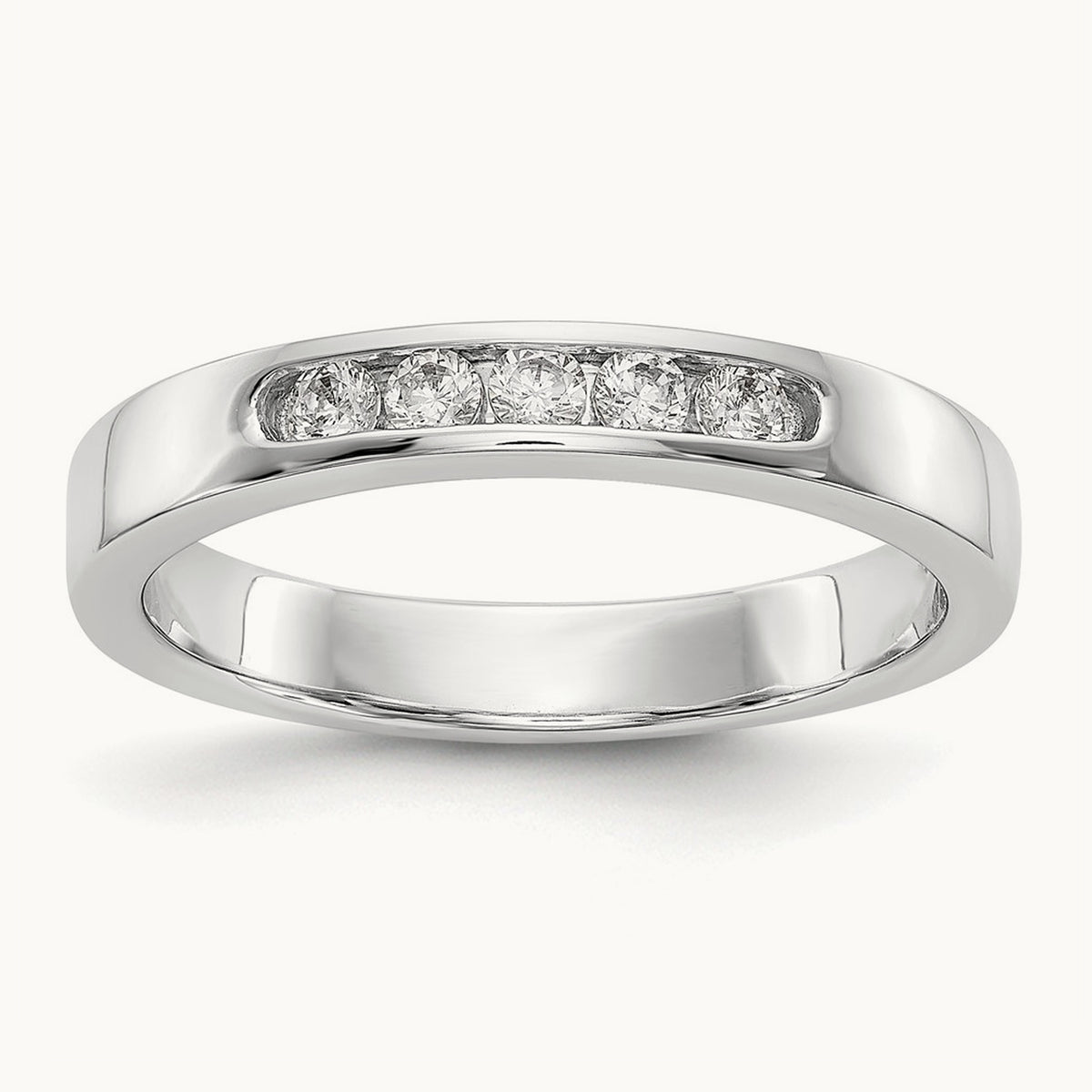 5-Stone Diamond Channel Band, 14K White Gold