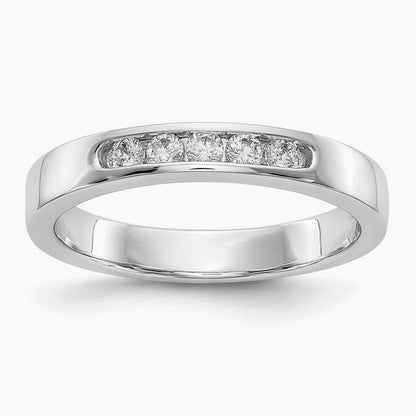 5-Stone Diamond Channel Band, 14K White Gold