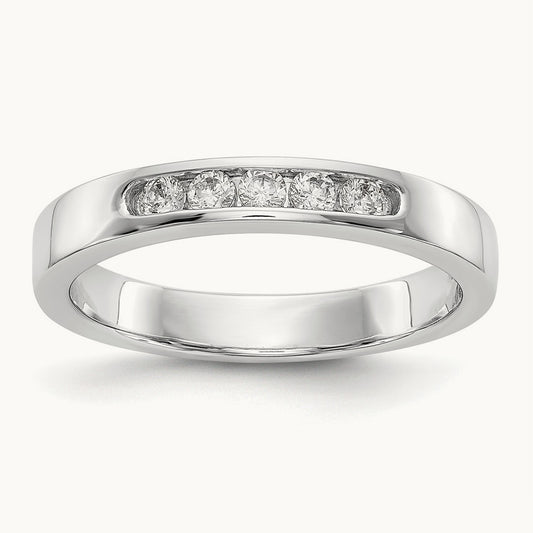 5-Stone Diamond Channel Band, 14K White Gold