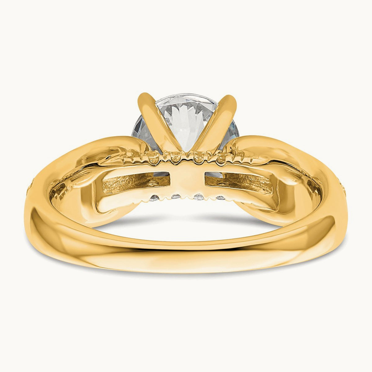 Round Semi-Mount Engagement Ring, 0.50 ct tw Lab-Grown Diamond — 5/8 ct (holds 1 ct center), 14K Yellow Gold