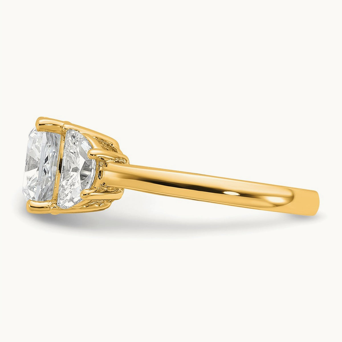 Half Moon & Cushion Semi-Mount Engagement Ring, 0.25-1.00 ct tw Lab-Grown Diamond — 1 ct, 14K Yellow Gold