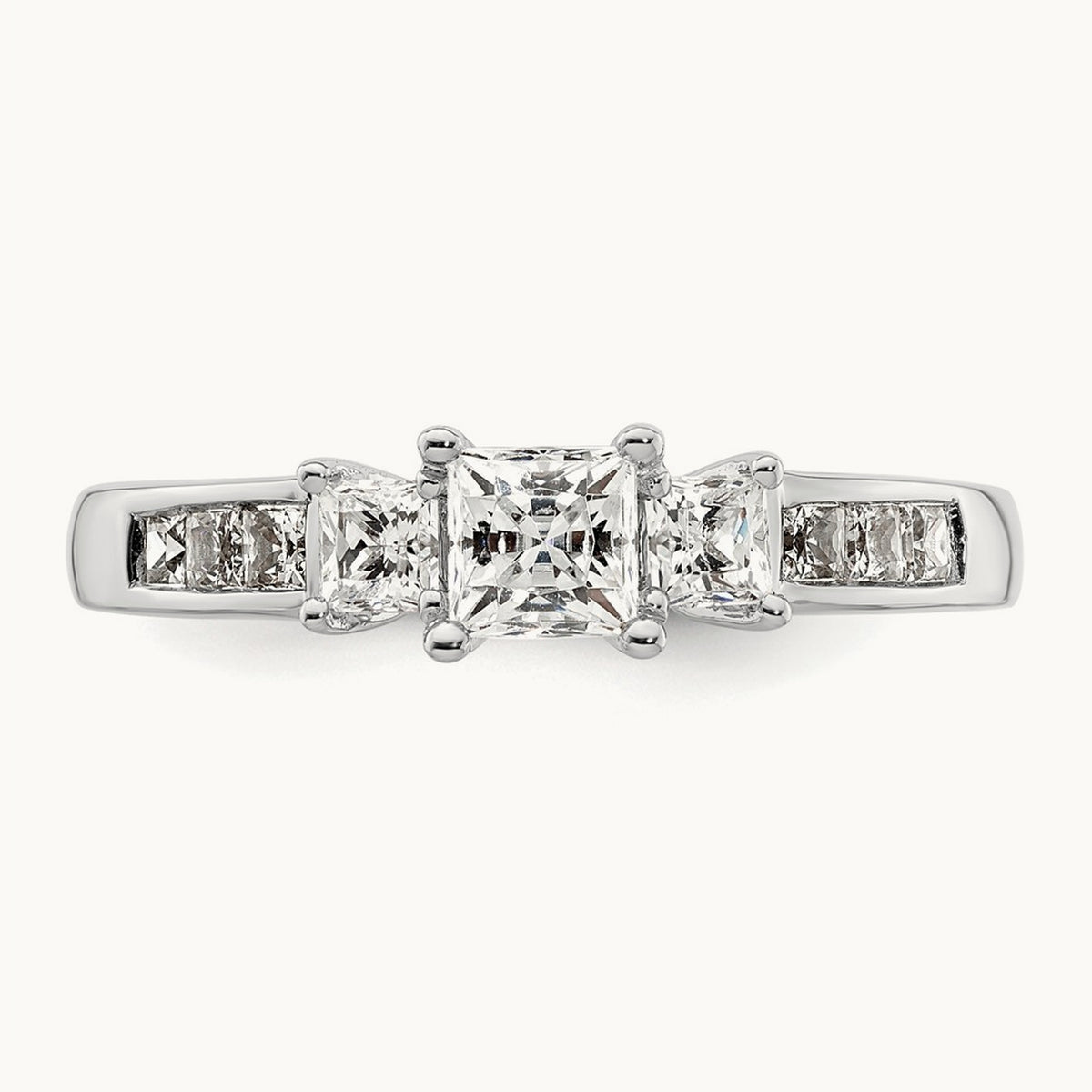 3-Stone Semi-Mount Engagement Ring, 0.10-0.25 ct tw — 1/4 ct, 14K White Gold