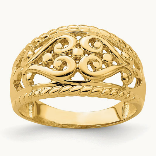 Polished Cut-Out Heart Design Band, 14K