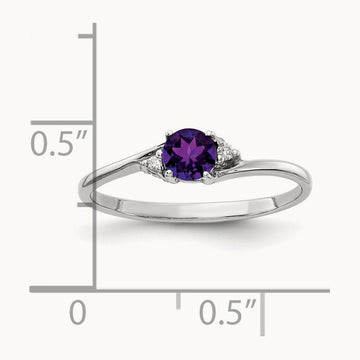 Amethyst & AA Diamond Ring, 4mm, 14K White Gold