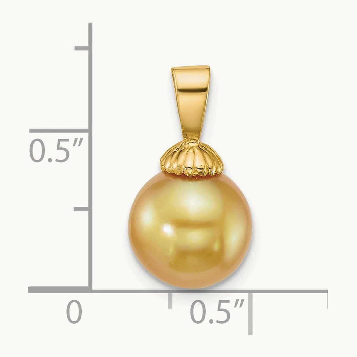 9- Rnd Golden South Sea Saltwater Cultured Pearl Pendant, 10mm, 14K