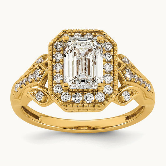 Emerald Center Halo Engagement Ring, 1 7/8-4 1/3 ct Lab-Grown Diamond