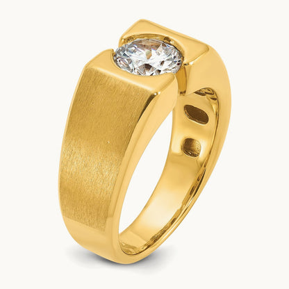 Polished & Satin Men's Ring, 1.00 ct tw Lab-Grown Diamond