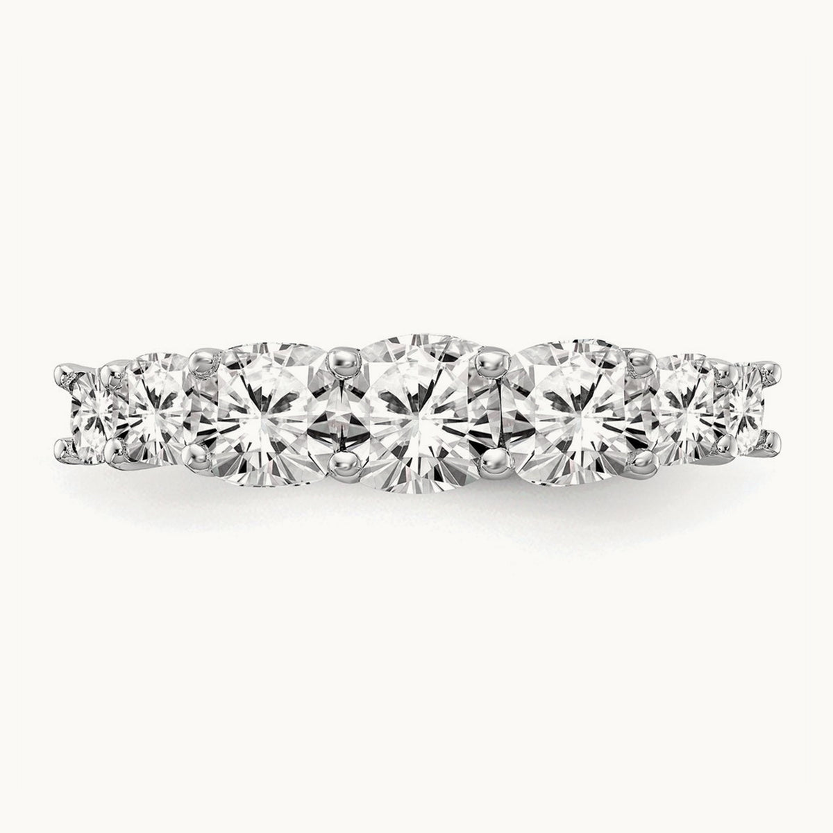 Cushion 7 Stone Band, 1.50-3.25 ct tw Lab-Grown Diamond — 1 5/8 ct, 14K White Gold