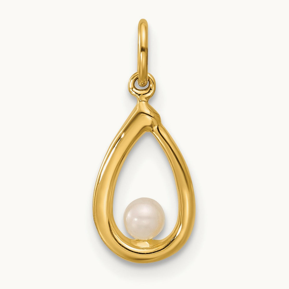 Polished Freshwater Cultured Pearl Teardrop Pendant, 14K