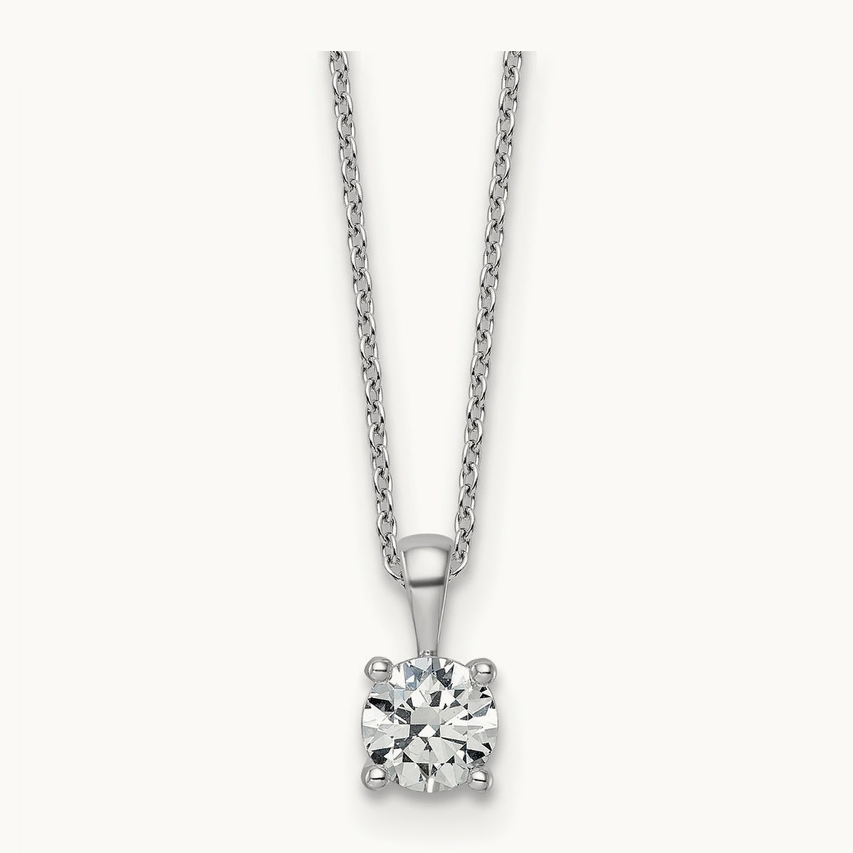 Four-Prong Pendant Necklace, 0.50-2.00 ct tw Lab-Grown Diamond — 3/4 ct, 14K White Gold