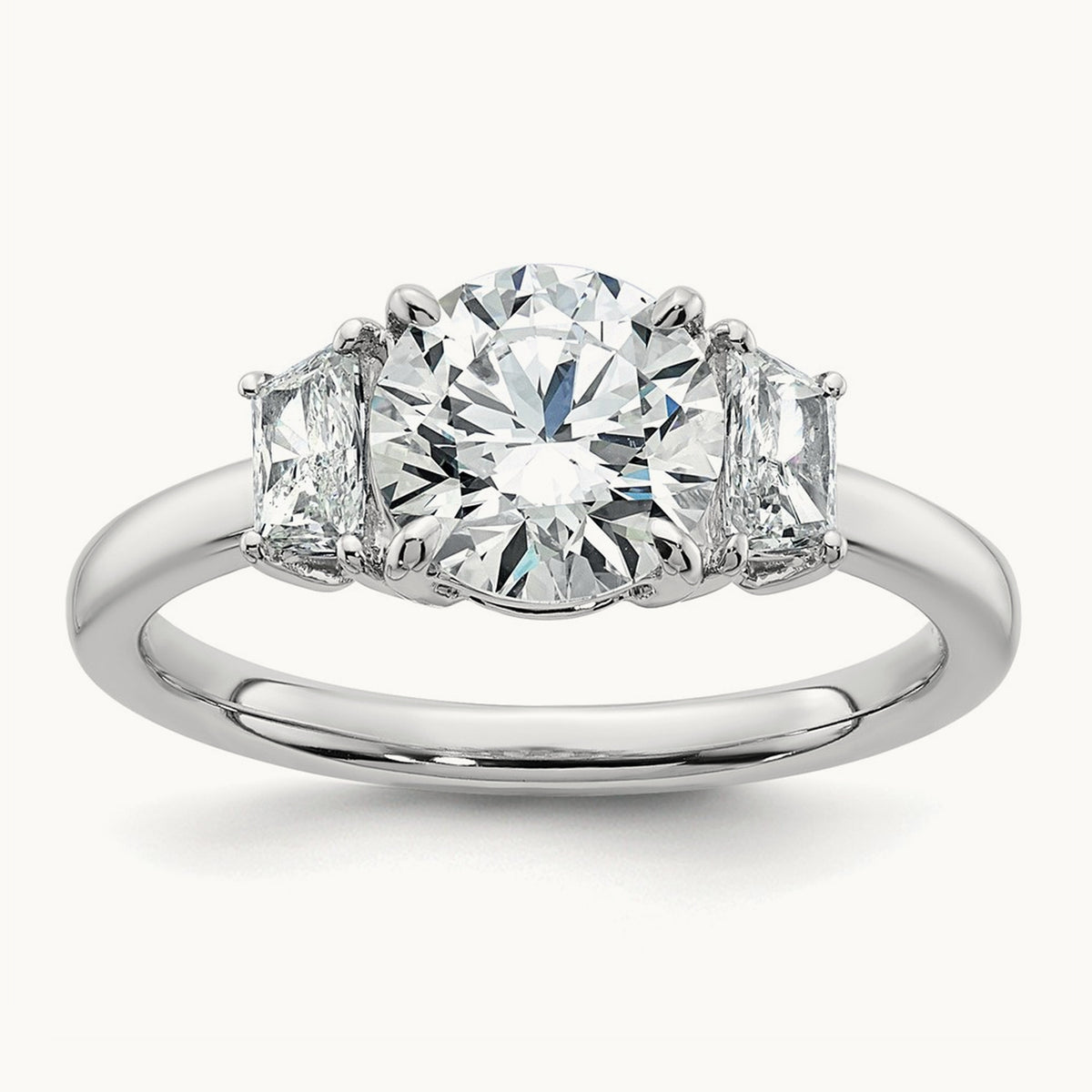 Trapezoid Sidestones Engagement Ring, 0.25-3.75 ct tw Lab-Grown Diamond — 1 7/8 ct, VS (Best) · Certified, 14K White Gold