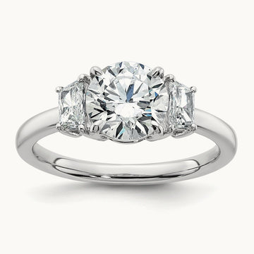 Trapezoid Sidestones Engagement Ring, 0.25-3.75 ct tw Lab-Grown Diamond — 1 7/8 ct, VS (Best) · Certified, 14K White Gold