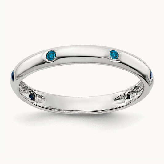 6-stone Blue Diamond Band, 14K White Gold