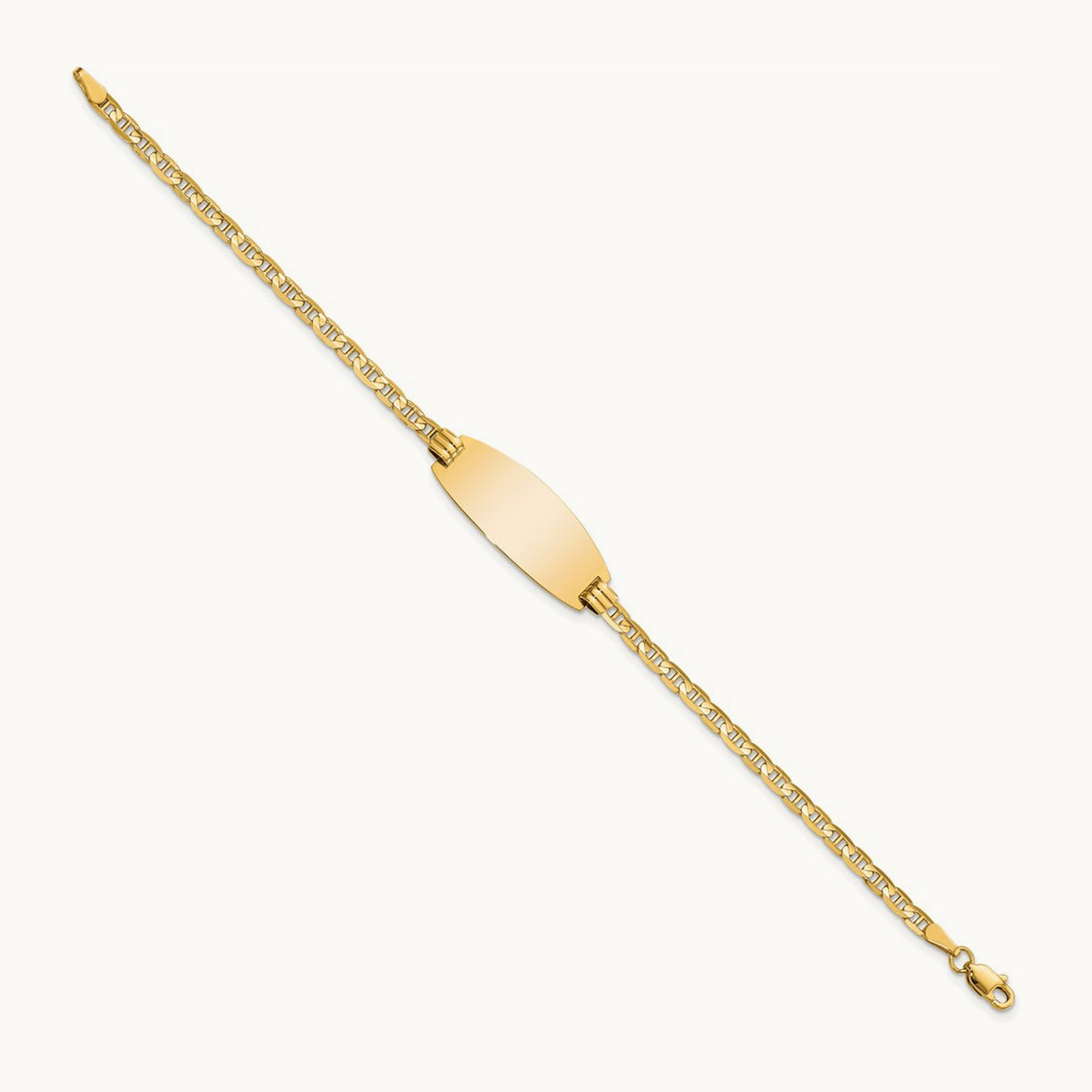 Oval Anchor ID Bracelet — 14K Yellow Gold, 7mm