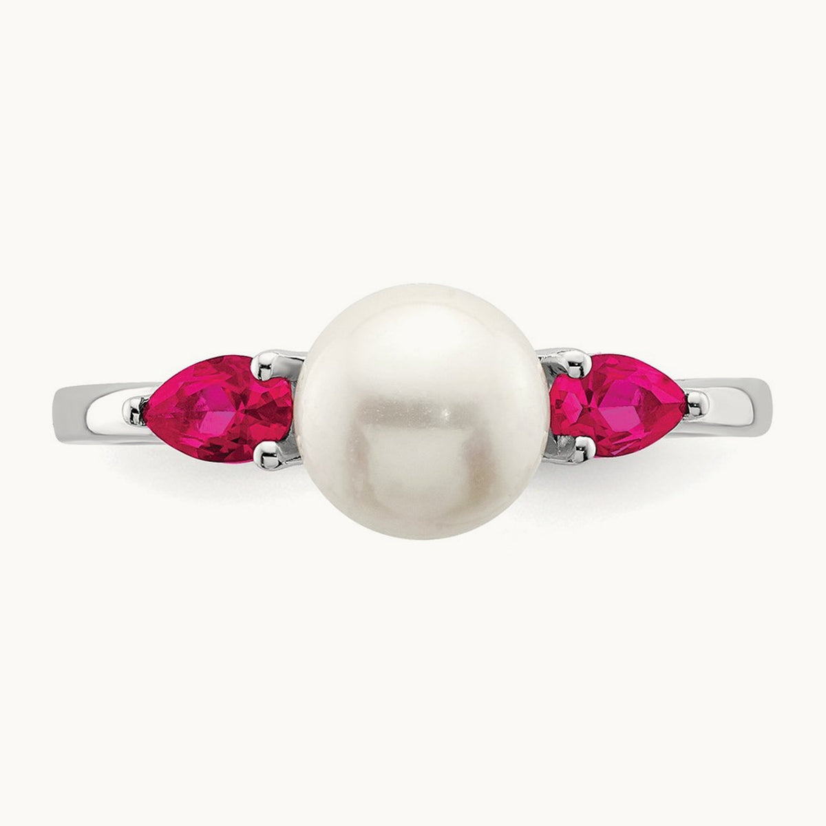 FWC Pearl and Ruby Ring, 14K White Gold