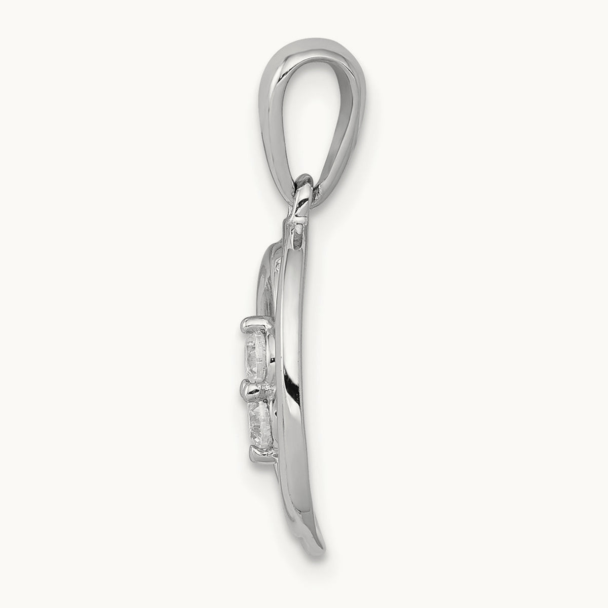 Polished 1/8ct. Diamond Oval Pendant, 14K White Gold