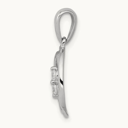 Polished 1/8ct. Diamond Oval Pendant, 14K White Gold