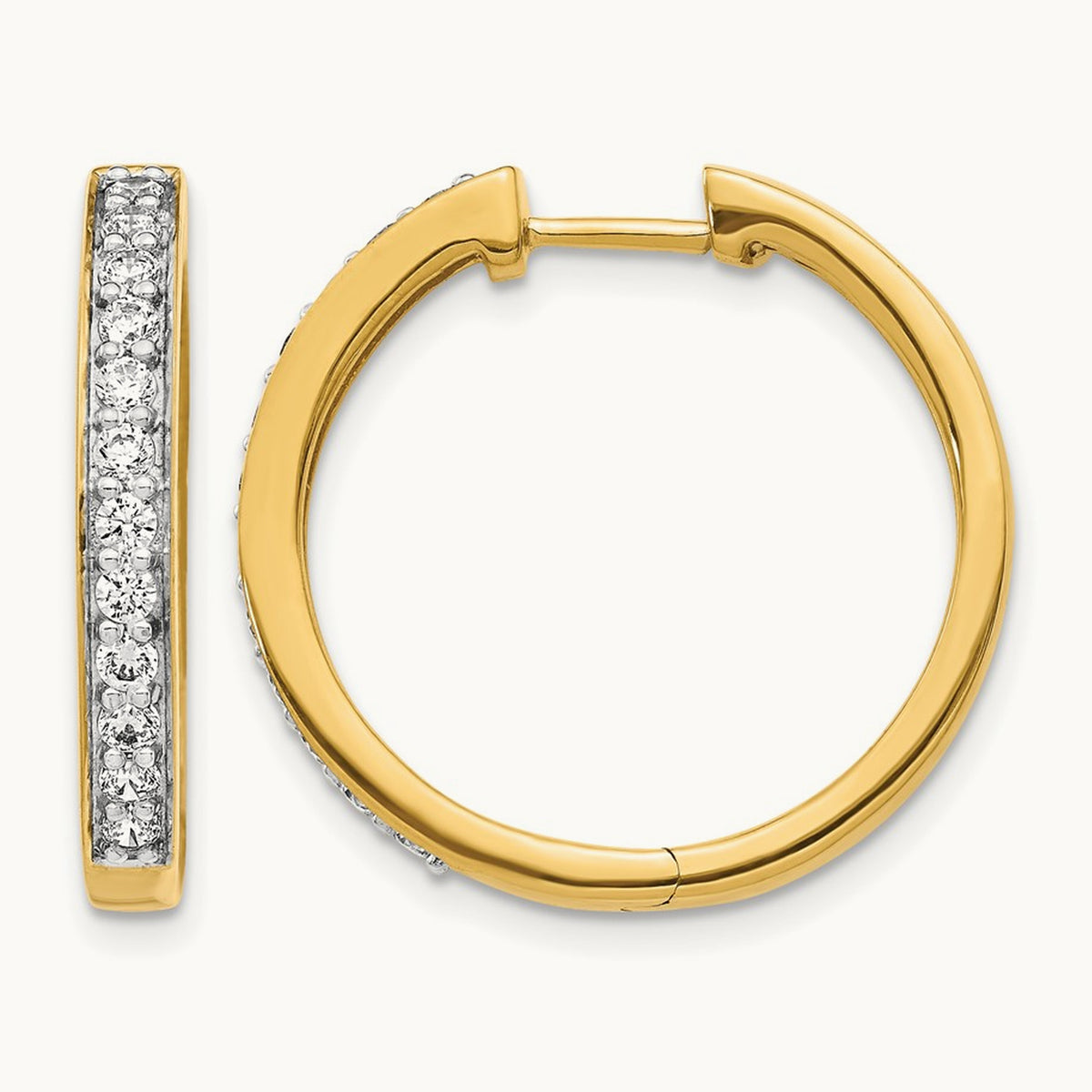 Diamond Hinged Hoop Earrings, 14K