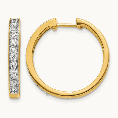 Diamond Hinged Hoop Earrings, 14K