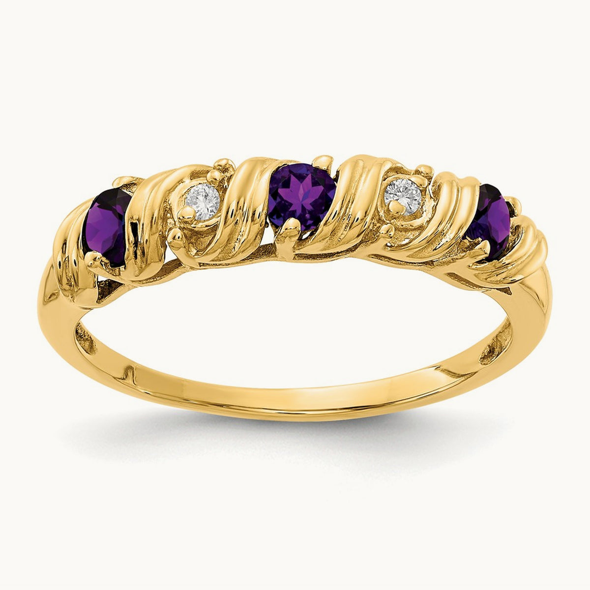 Amethyst AA Diamond ring, 2.75mm, 14K