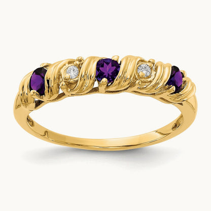 Amethyst AA Diamond ring, 2.75mm, 14K